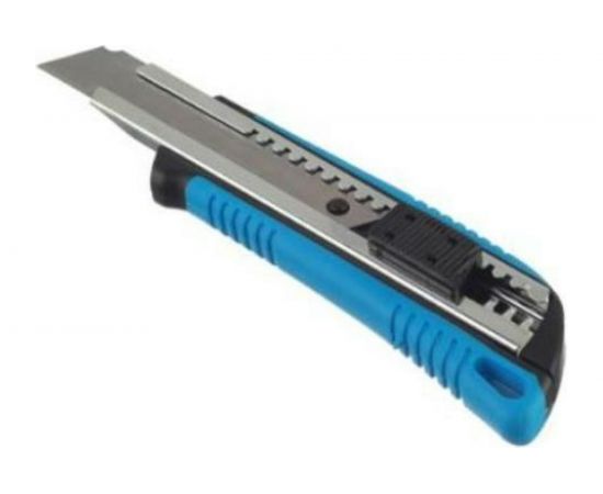 Строительный нож с двухкомпонентной ручкой и металлической направляющей 18мм Jettools JT1602300 