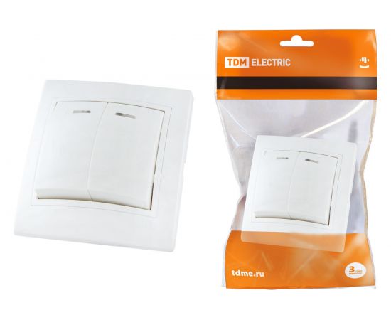 Одноклавишный выключатель TDM с подсветкой, белый Таймыр SQ1814-0004 