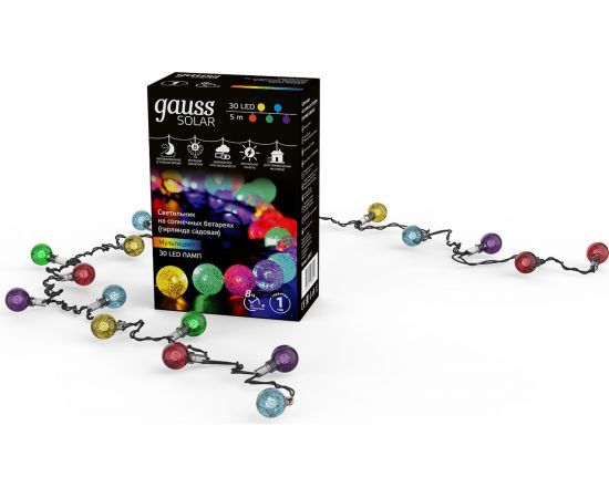 Садовая гирлянда GAUSS мультицвет Solar GS031 