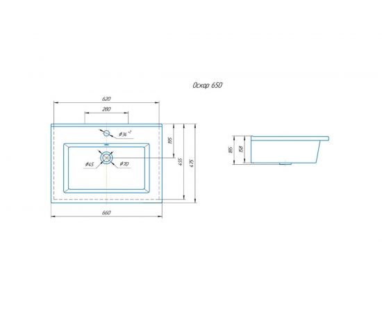 Мебельный умывальник Kirovit "Оскар"- 650 Киров 4640021062203 – изображение 2