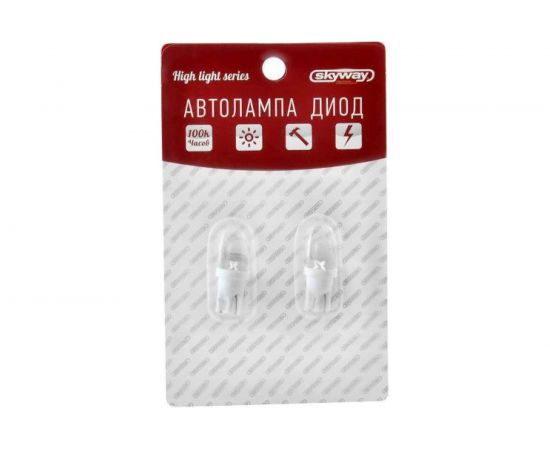 Автолампа диод SKYWAY T10*W5W*12V 1LED Блистер EXTRA LIGHT без цоколя1-конт Белая Габариты, номер S08201141 – изображение 2