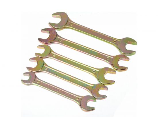 Набор рожковых ключей ЕРМАК 12 предметов, 8x10-30x32мм, желтый цинк, пластик холдер 736-074 – изображение 2