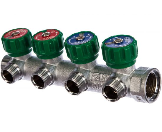 Регулирующий коллектор FAR 3/4 ВР-НР с 4 отв. 1/2 НР межосев. 45 мм FK 3824 3412 – изображение 2