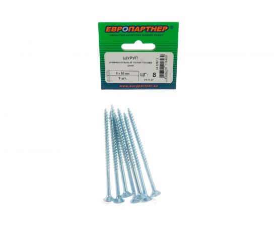 Универсальный шуруп с потайной головкой ЕВРОПАРТНЕР Zn 6х90 9шт. 14 1287 2 – изображение 5