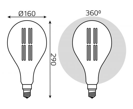 Лампа Gauss LED Vintage Filament Straight PS160 6W E27 290x160mm Gray 330lm 4000K 1/6 179802205 – изображение 5