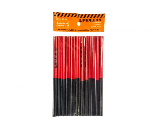 Малярный карандаш ШАБАШКА 180 мм, двухцветный, красно-синий, набор 12 шт 146-0004 206051 