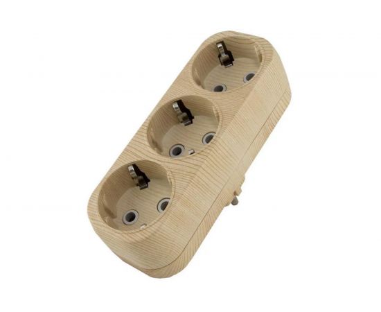 Блок TDM на 3 гнезда 2П З плоский 16А 250B Эко сосна SQ1806-0076 