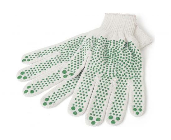 Трикотажные перчатки 1-2-Pro с точечным ПВХ покрытием, 3-х нитка, 7 класс, белые, ПБХ37 