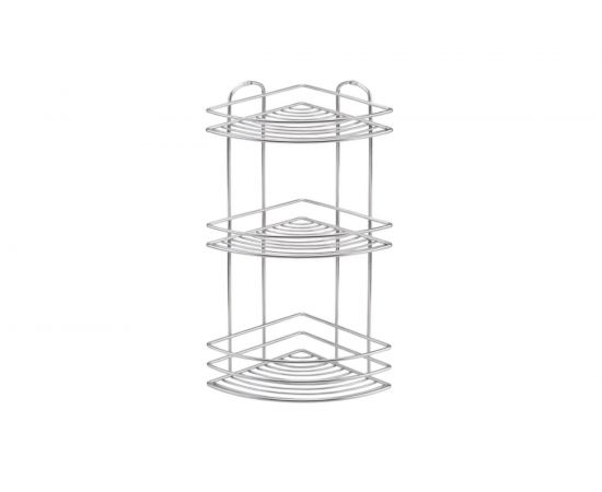 Полка в ванную TEKNO-TEL BK023SSM угловая, 3 яруса, нерж.сталь матовый 00-00002392 