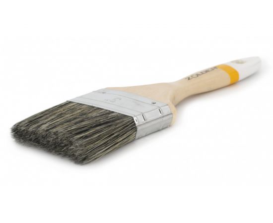 Плоская кисть для алкидных эмалей и грунтовок ZOLDER 75 х 15 мм, смешанная щетина, деревянная ручка en07515 