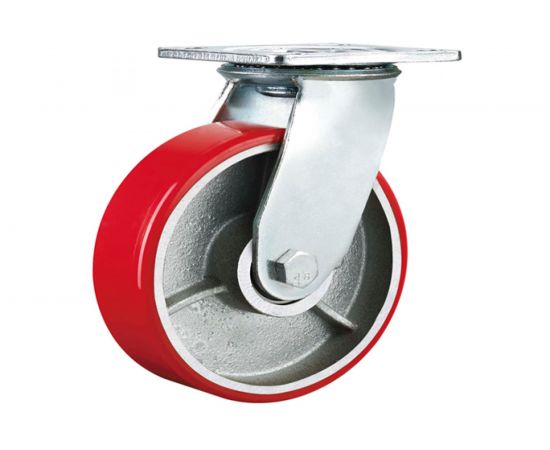 Колесо большегрузное с полиуретановой шинкой С-4102-DUS поворотное, без тормоза, г/п 600 кг, 124 мм EURO-LIFT 00018519 