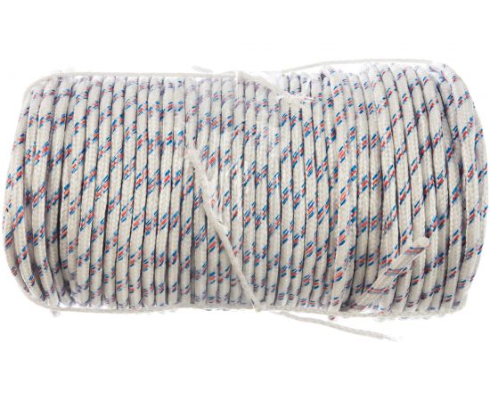 Плетёный полипропиленовый 16-прядный фал с полипропиленовым сердечником, диаметр 8мм, бухта 100м, 520кгс СИБИН 50215-08 – изображение 2