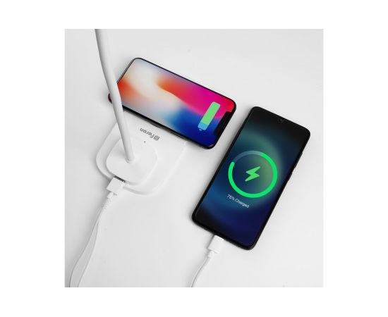 Настольный диммируемый светильник FERON 22W, 3000-6000К, беспроводная зарядка и USB порт, белый DE1729 41552 – изображение 2