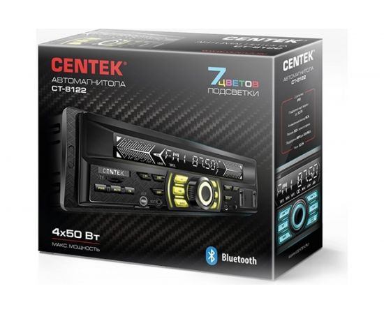 Автомагнитола Centek 4х50 Вт, 7 цветов подсветки, Bluetooth, 2xUSB, AUX, microSD, MP3 CT-8122 – изображение 3