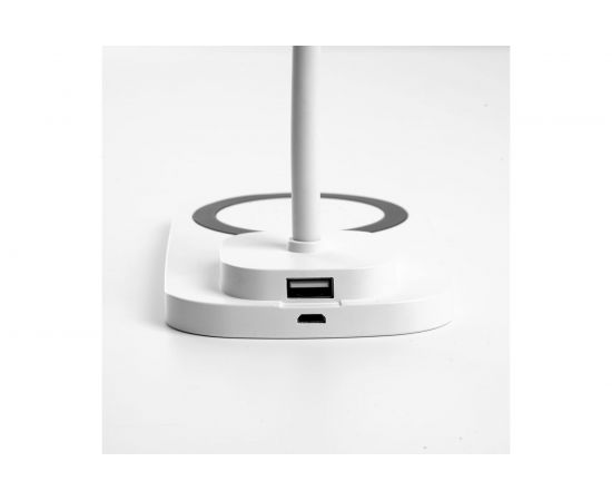 Настольный диммируемый светильник FERON 22W, 3000-6000К, беспроводная зарядка и USB порт, белый DE1729 41552 – изображение 4