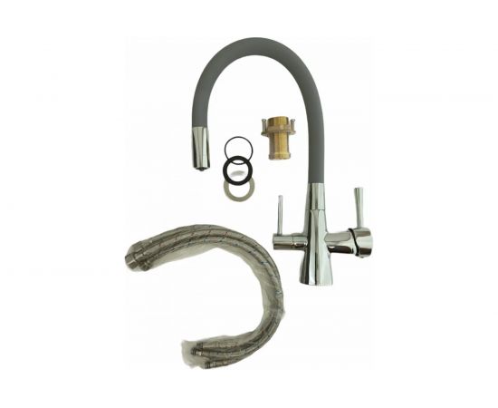 Однорычажный смеситель для кухни OUTE латунь, выводом под фильтр, серый T60003B-5 – изображение 4