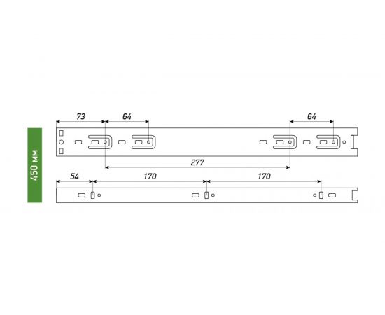 Шариковые выдвижные направляющие Laurus 450мм/42мм комплект 09028 – изображение 5