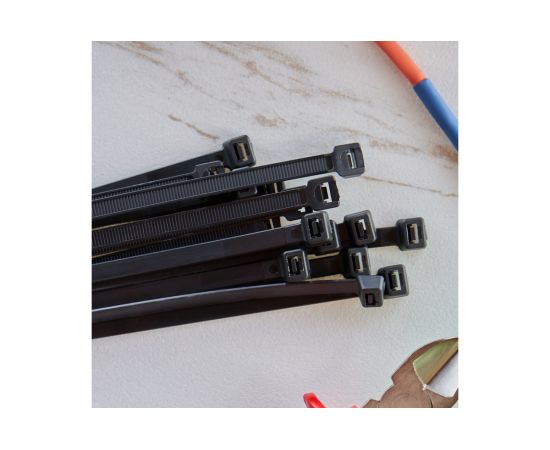 Кабельная нейлоновая хомут-стяжка REXANT 350x7,6 мм, черная, упаковка 100 шт. 07-0353 – изображение 8