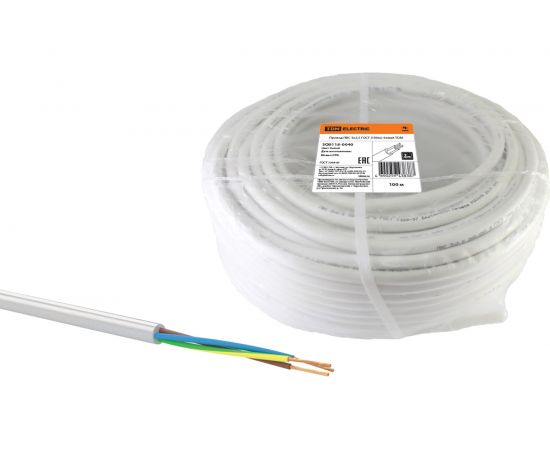 Провод TDM ПВС 3х2,5 ГОСТ 100м, белый SQ0118-0040 