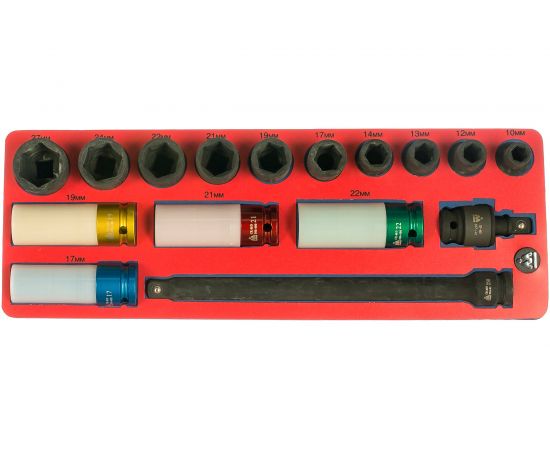 Набор ударных головок (1/2”, с принадлежностями, ложемент, 16 предметов) МАСТАК 5-05416 