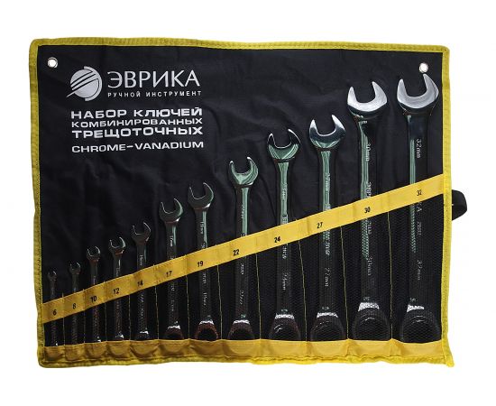 Набор ключей комбинированных трещоточных 12 предметов ЭВРИКА ER-20632 