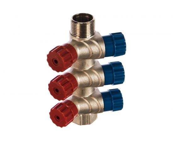 Коллектор никелированный с вентилями (3/4""; 3 х 1/2"") Valtec VTc.560.N.0503 74970 