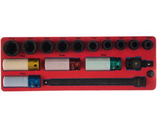 Набор ударных головок (1/2”, с принадлежностями, ложемент, 16 предметов) МАСТАК 5-05416 – изображение 3