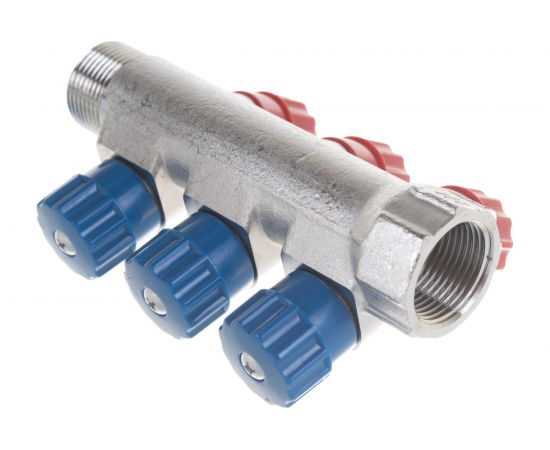 Коллектор никелированный с вентилями (3/4""; 3 х 1/2"") Valtec VTc.560.N.0503 74970 – изображение 3