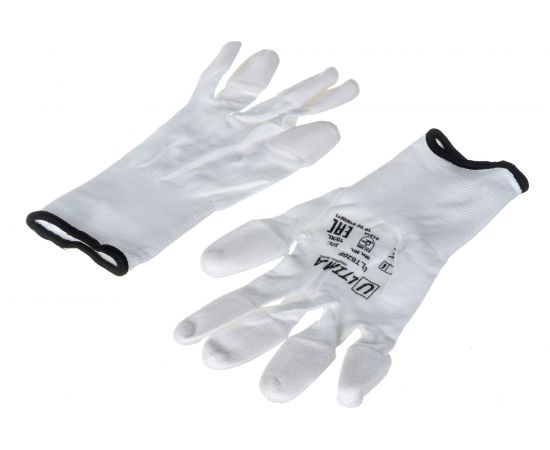 Нейлоновые перчатки с полиуретановым покрытием кончиков пальцев ULTIMA белые ULT620F/XL – изображение 3