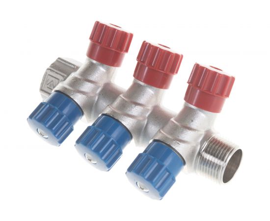 Коллектор никелированный с вентилями (3/4""; 3 х 1/2"") Valtec VTc.560.N.0503 74970 – изображение 4