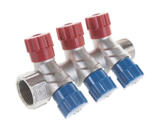 Коллектор никелированный с вентилями (3/4""; 3 х 1/2"") Valtec VTc.560.N.0503 74970 – изображение 5