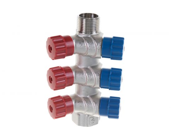 Коллектор никелированный с вентилями (3/4""; 3 х 1/2"") Valtec VTc.560.N.0503 74970 – изображение 6