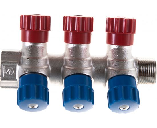 Коллектор никелированный с вентилями (3/4""; 3 х 1/2"") Valtec VTc.560.N.0503 74970 – изображение 7