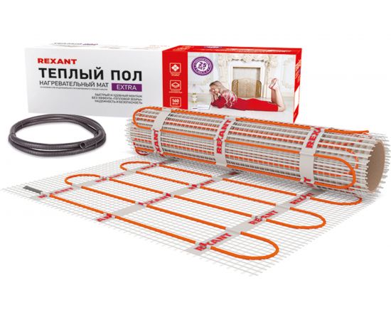 Нагревательный мат REXANT площадь 8,0 м2 (0,5 х 16,0 метров), 1280 Вт 51-0516 