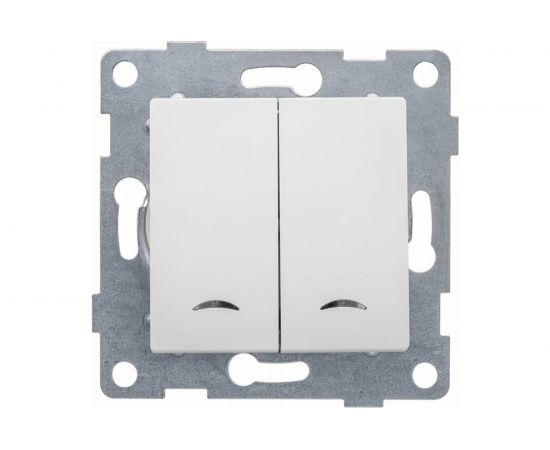 Выключатель GUSI ELECTRIC Ugra 2 клавиши, индикация, СУ, 10А, 250В, белый С11В28-001 