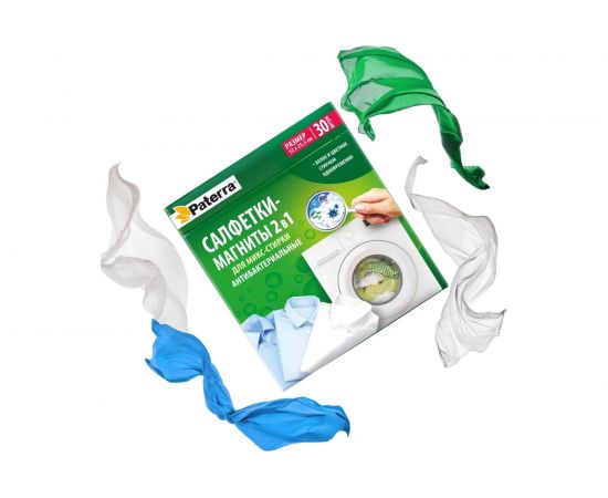 Антибактериальные салфетки-магниты для микс-стирки PATERRA 2 в 1, 30 шт в упаковке 402-897 