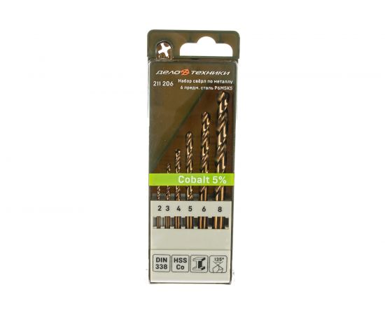 Набор сверл (6 шт; 2-8 мм; Р6М5К5) по металлу Дело Техники 211206 