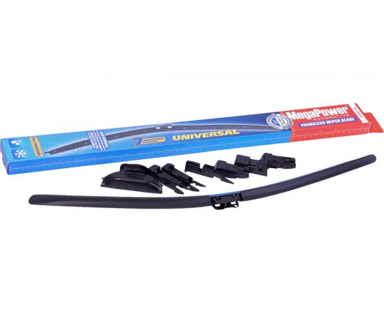Бескаркасная щетка стеклоочистителя MEGAPOWER UNIVERSAL ALL SEASONS 550 мм 22, 7 адаптеров M-75022 