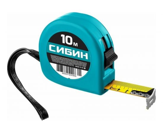 Рулетка в пластиковом корпусе СИБИН МЕТКА 10м 25мм 34020-10-25_z01 