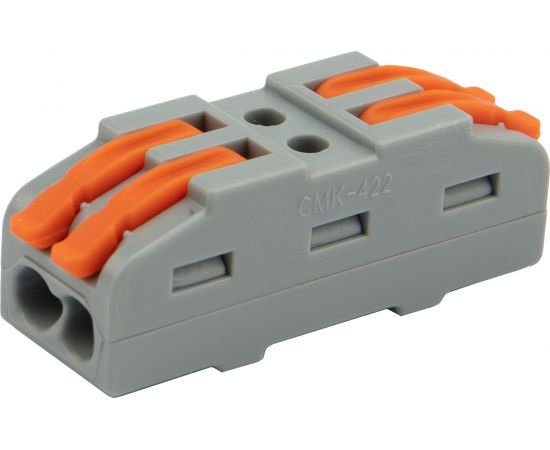 Проходная клемма REXANT с рычажком 2 полюса 0,08-4 мм2 серая 25 шт 07-6263-2 