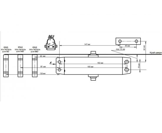Доводчик NOTEDO DC-080 лёгкий характер коричневый Т912 – изображение 2