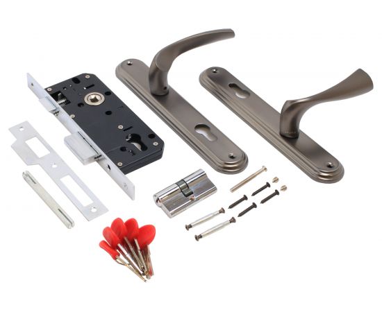 Врезной замок БУЛАТ ЗВ4-1.03.03 НОМОС (графит; 5 перфоключей; с ручками) 13964 – изображение 2