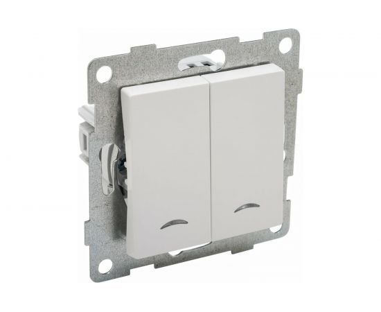 Выключатель GUSI ELECTRIC Ugra 2 клавиши, индикация, СУ, 10А, 250В, белый С11В28-001 – изображение 2