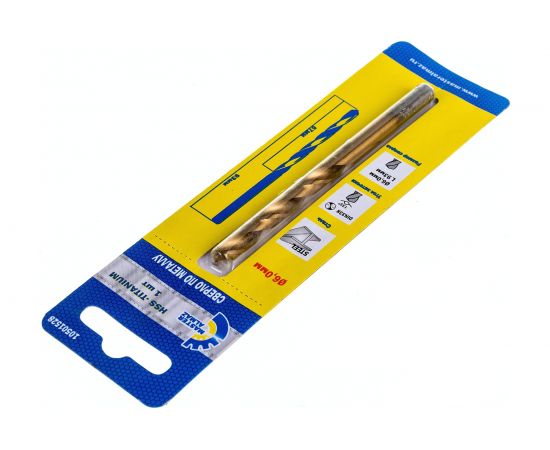 Сверло по металлу титановое HSS-TIN DIN-338 (6х57х93 мм) МастерАлмаз 10501528 – изображение 3