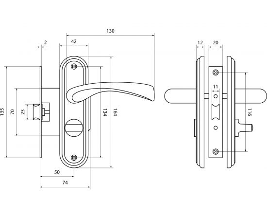 Защелка БУЛАТ ЗЩ1-Д03.01 (П) НОМОС (бронза; правая; с фиксацией) 13950 – изображение 3