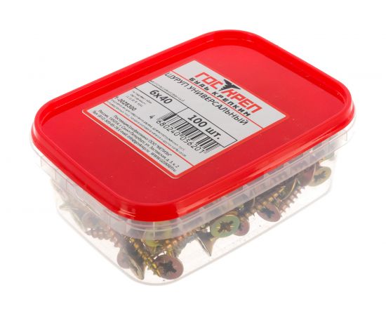 Саморез ГОСКРЕП ШУЖ 6,0х40, 100 шт. пл.конт 280 мл 1-0028300 – изображение 3