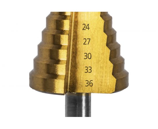 Сверло по металлу ступенчатое 9-36 мм шаг 3 мм TIN ПРОФИ ПРАКТИКА 798-348 – изображение 4