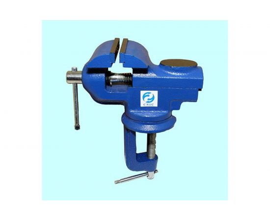 Слесарные тиски CNIC 60 мм поворотные настольные с наковальней, крепление струбциной 66627 