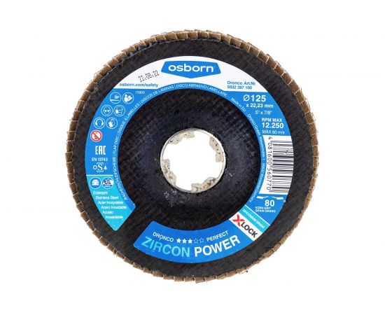 Диск абразивный лепестковый Zircon Power X-Lock K80 125 мм DRONCO 5932387100 