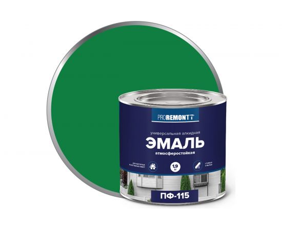 Эмаль PROREMONTT ПФ-115 ярко-зеленая, 1.9 кг Лк-00004485 